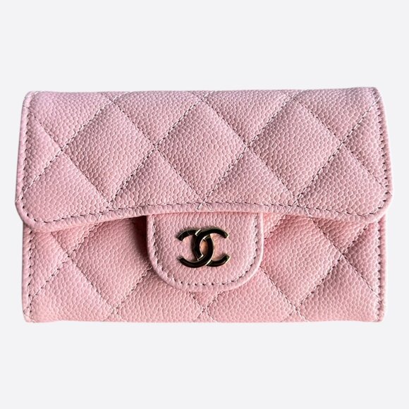 Chanel Pink Caviar Quilted Flap Wallet - Picture 1 of 5